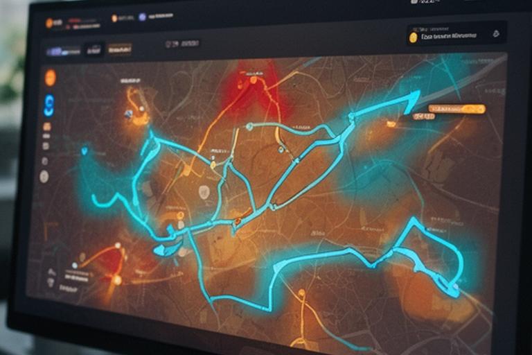 Operations manager reviewing delivery route heat maps and customer timing alerts for a London food delivery service